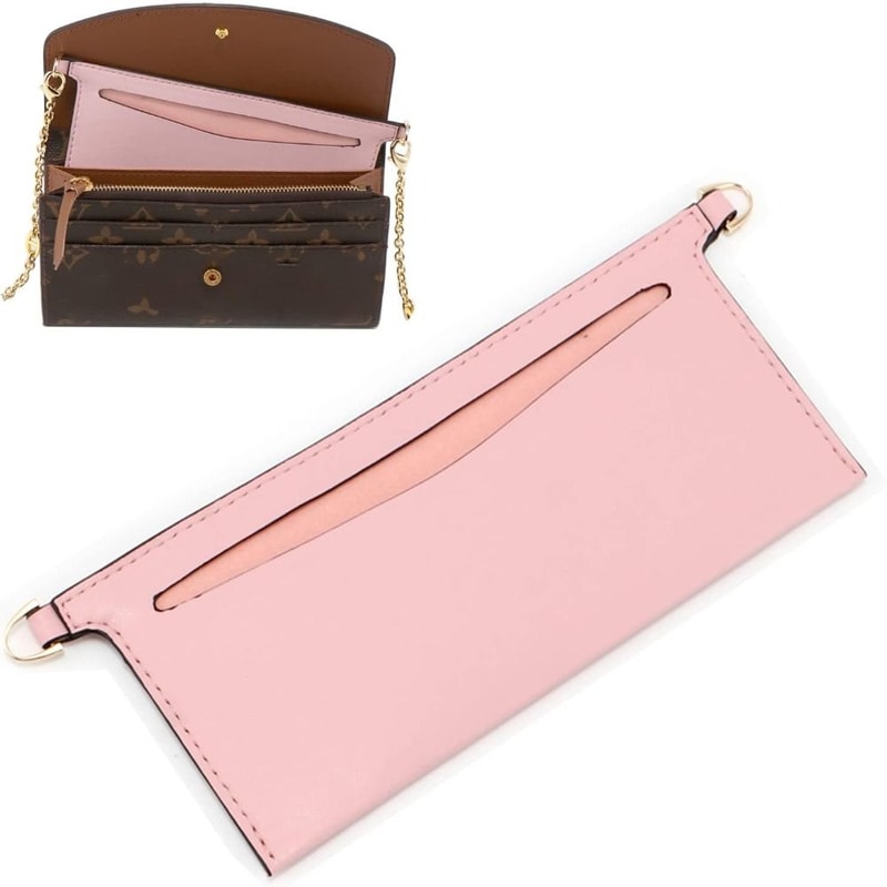PU Leather Wallet Insert For Chain Strap With D Rings Women Crossbody Purse Insert Organizer 0