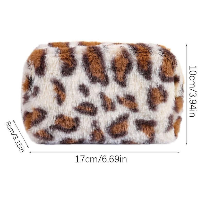 Fashion Leopard Print Makeup Bag High Quality Large Capacity Zipper Toiletry Bag Portable Plush Tra 5