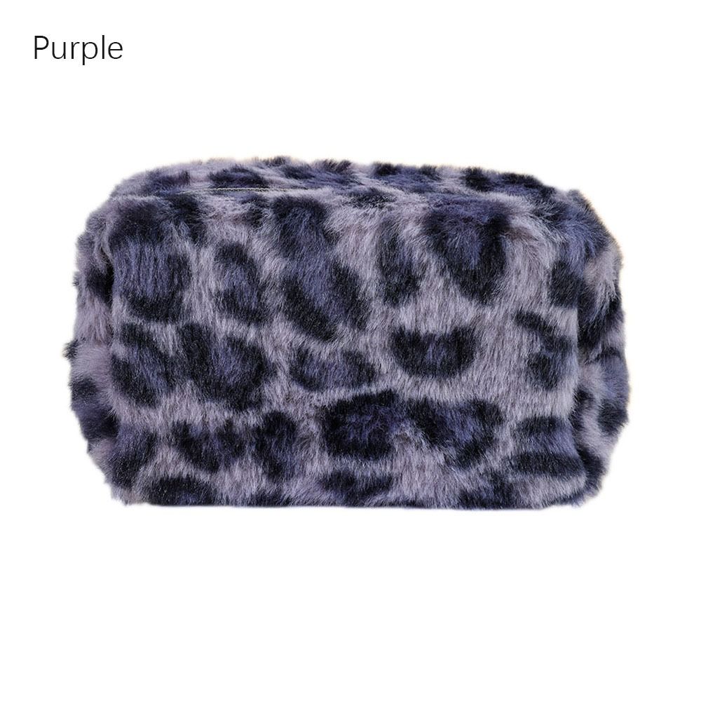 Fashion Leopard Print Makeup Bag High Quality Large Capacity Zipper Toiletry Bag Portable Plush Tra 8