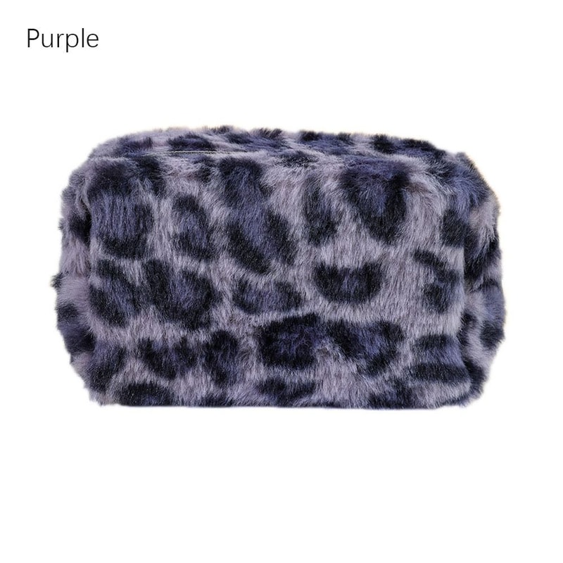 Fashion Leopard Print Makeup Bag High Quality Large Capacity Zipper Toiletry Bag Portable Plush Tra 8