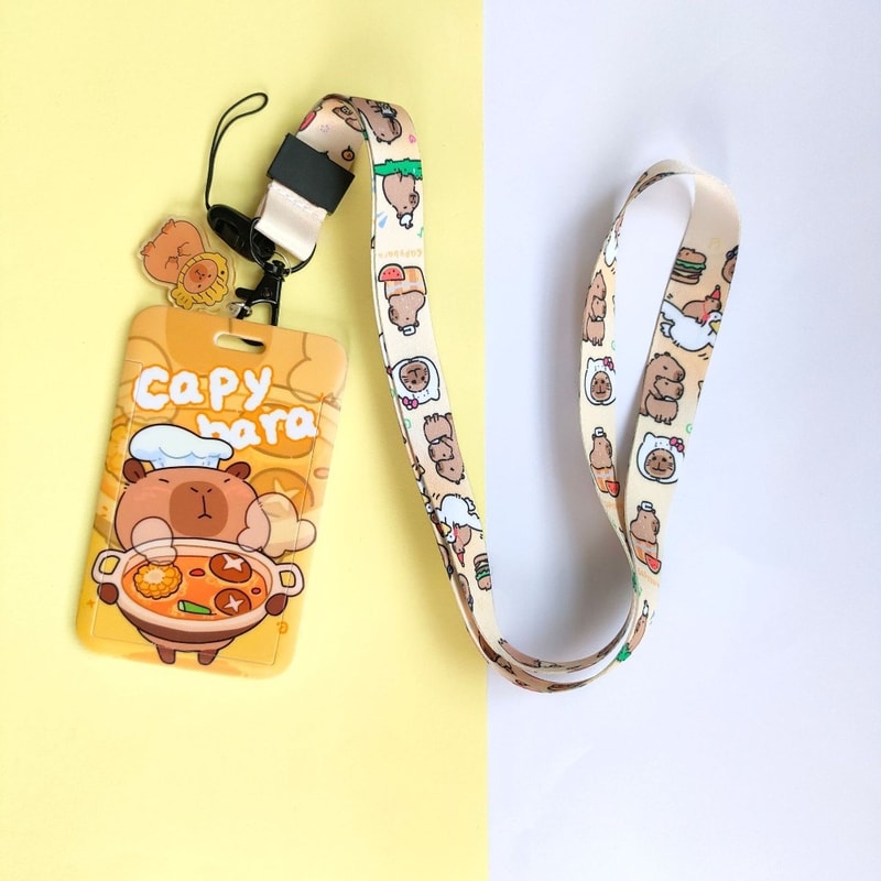 Cute New Capibala Cartoon Printing Slide Card Case, Waterproof ABS, Anti Loss Card Sleeve, Student Cute Card Holder