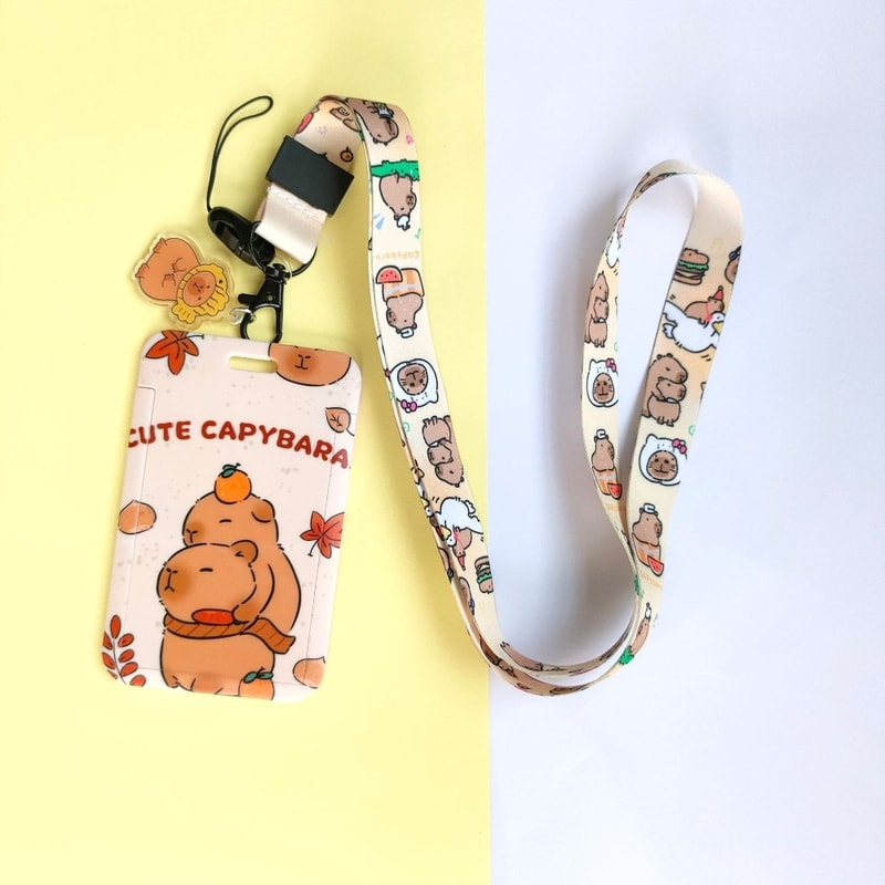 Cute New Capibala Cartoon Printing Slide Card Case, Waterproof ABS, Anti Loss Card Sleeve, Student Cute Card Holder