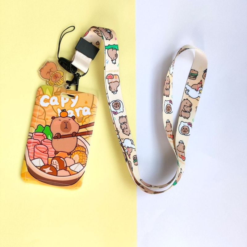 Cute New Capibala Cartoon Printing Slide Card Case, Waterproof ABS, Anti Loss Card Sleeve, Student Cute Card Holder