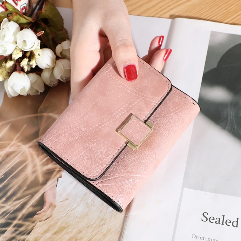 Vintage Women Wallet Short Leather Small Purse Mini Female Fashion Card Holder Coin Purse 3