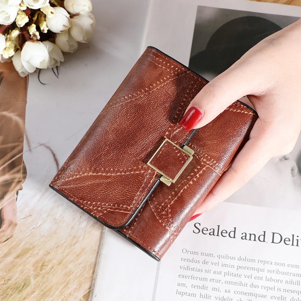 Vintage Women Wallet Short Leather Small Purse Mini Female Fashion Card Holder Coin Purse 7