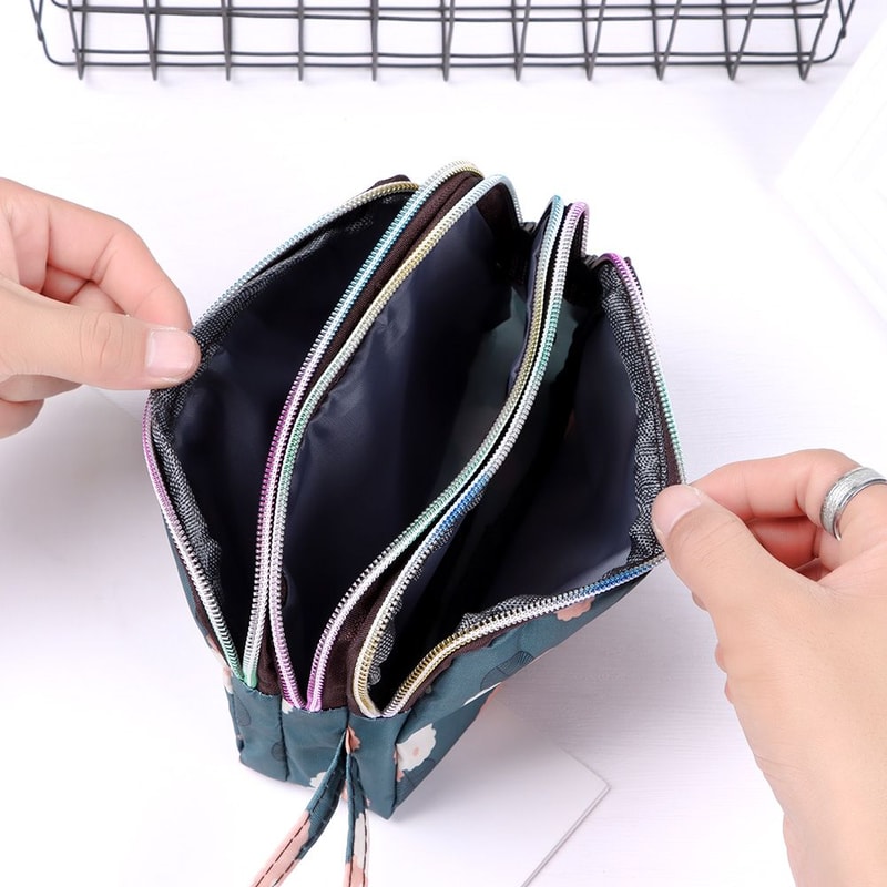 Women Handbag Print Canvas Wristlet Bag, Three Layer Long Wallet, Large Capacity Coin Purse, Waterproof