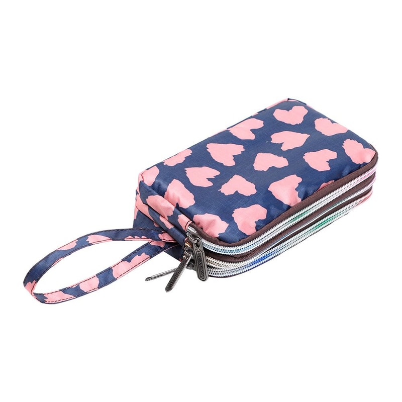 Women Handbag Print Canvas Wristlet Bag, Three Layer Long Wallet, Large Capacity Coin Purse, Waterproof