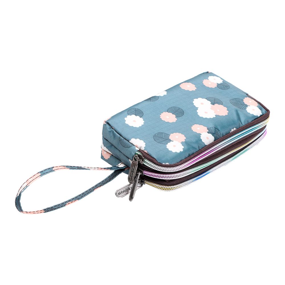 Women Handbag Print Canvas Wristlet Bag, Three Layer Long Wallet, Large Capacity Coin Purse, Waterproof