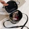 Round PU Leather Crochet Bag Handmade Drawstring Accessories Woven Bag Set Durable Solid Color Bag 4