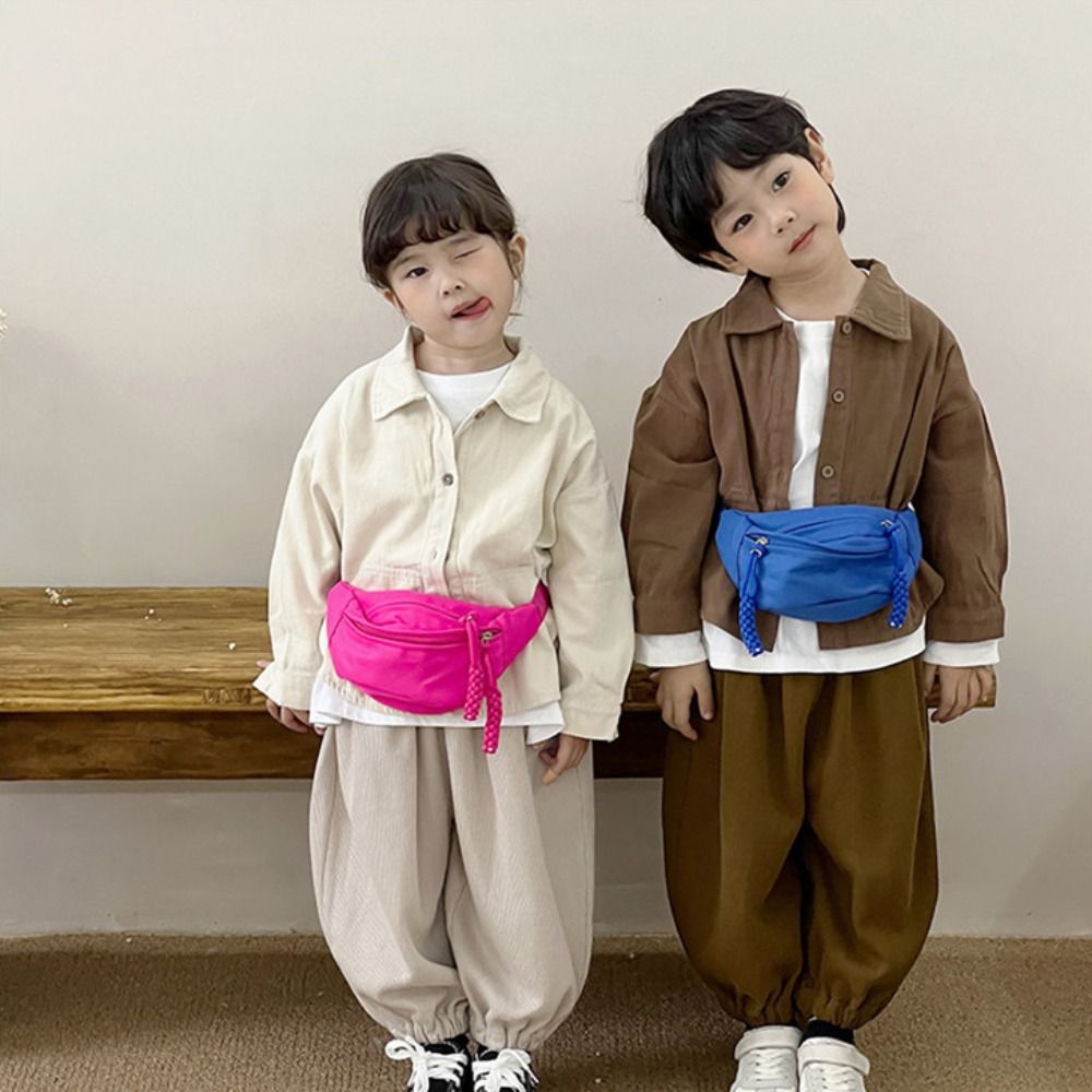 Canvas Children Bag Fashion Water Proof Crossbody Bag Large Capacity Zipper Shoulder Bag Fanny Pack 2