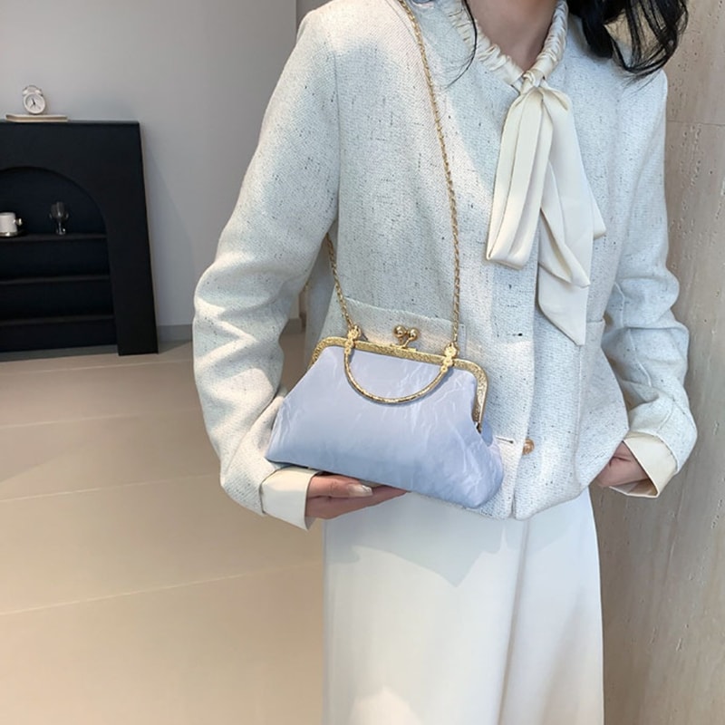 Elegant Fashion Purse Gold Velvet Clutch Bag French Vintage Luxury Bag Evening Handbag 4