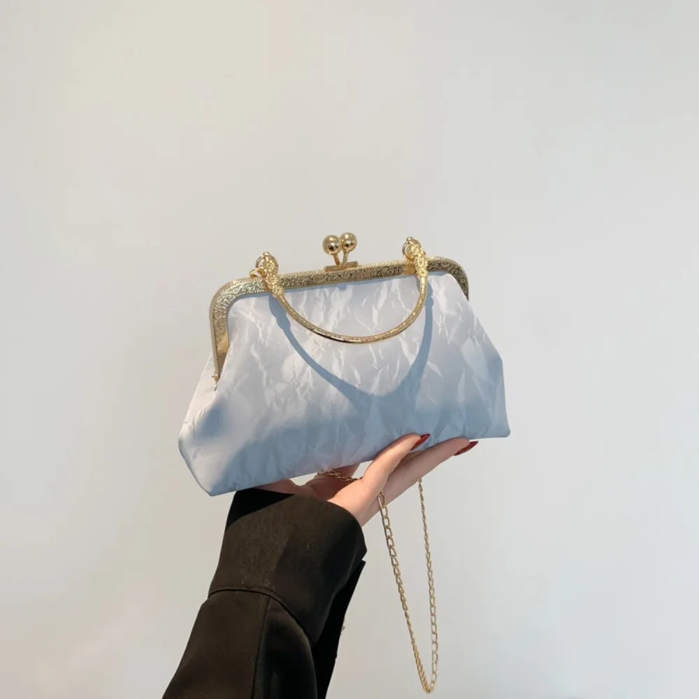 Elegant Fashion Purse Gold Velvet Clutch Bag French Vintage Luxury Bag Evening Handbag 8