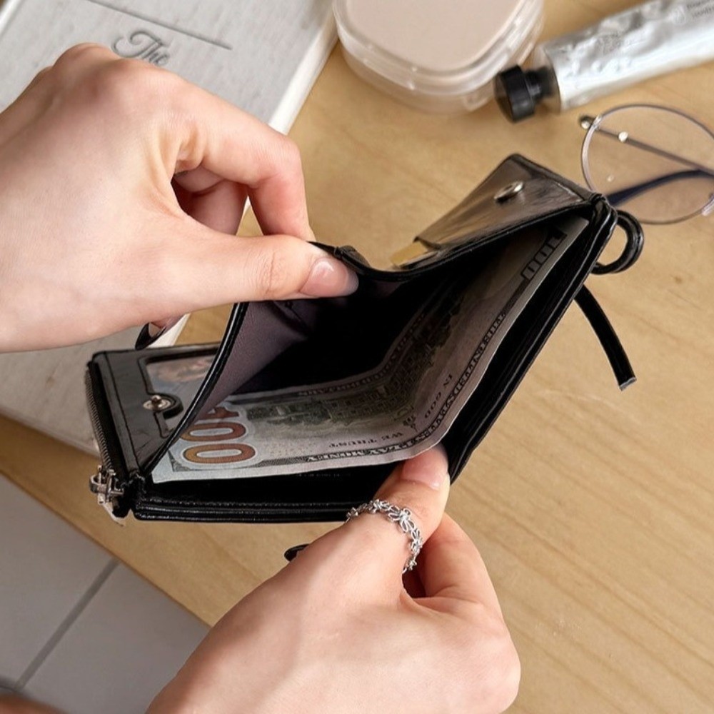 PU Leather Coin Pouch Casual Clutch Bag Girl Wallets Folding Card Holder 4