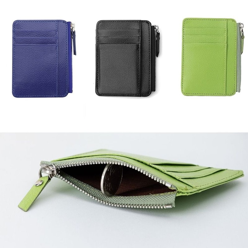 Mini Credit Card Wallet Id Card Holder Small Wallet For Men Thin Sleeve Zipper Coin Wallet Business