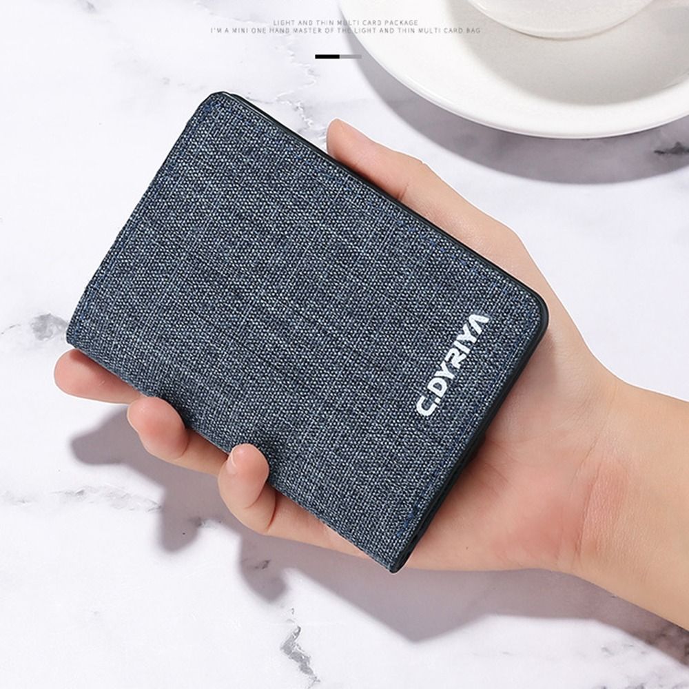 Women Men Short Wallet, Portable Canvas Zippered Coin Purse, Multi-Purpose Business Card Holder