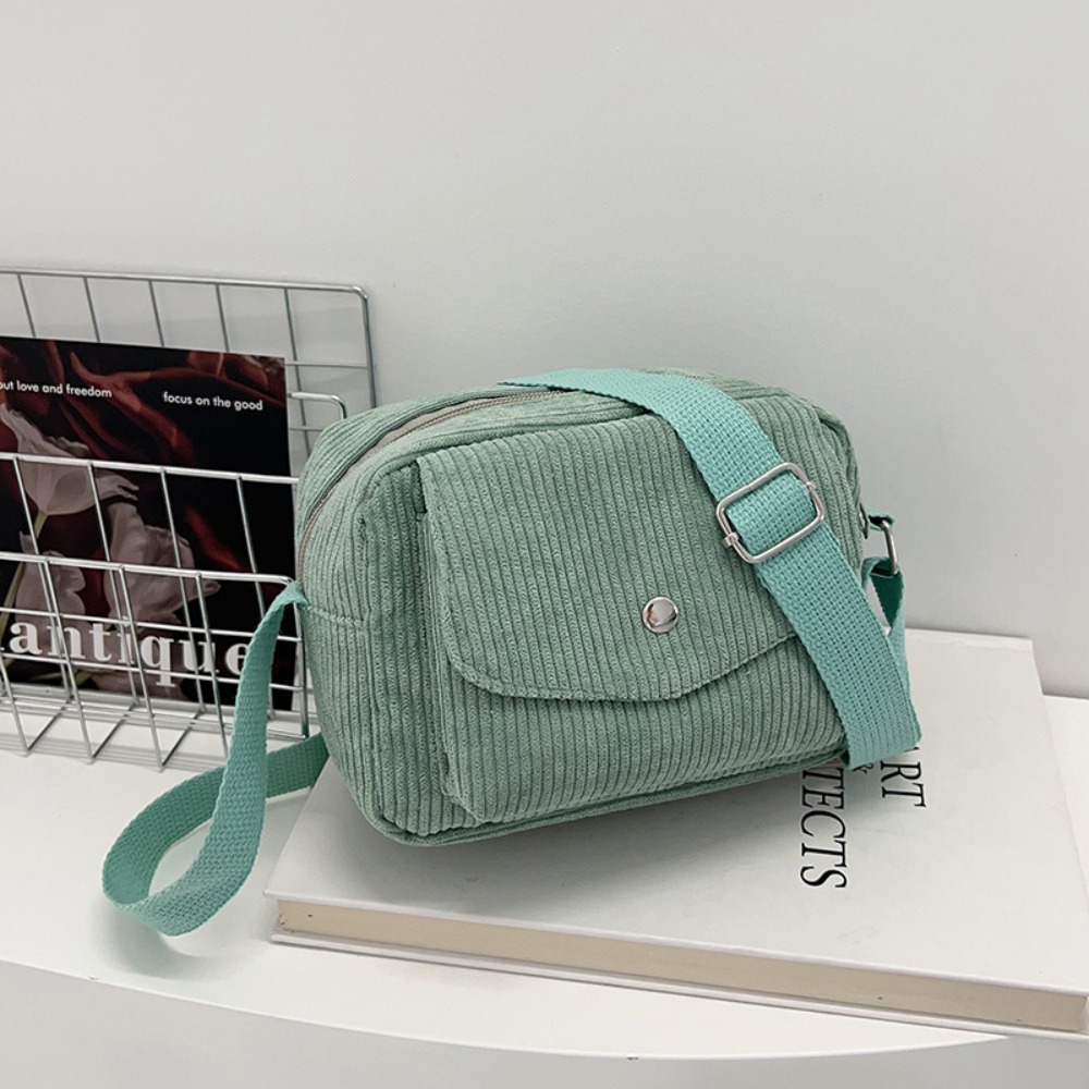 Corduroy Striped Crossbody Bag Solid Colour Shoulder Bags Adjustable Strap For Casual Wear 10