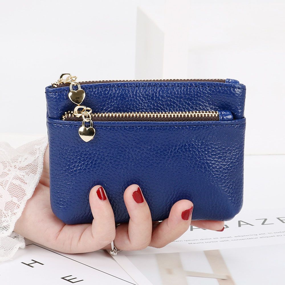 Leather Coin Purse for Women, Mini Change Purse with Zipper Pouch, Key Chain Holder & Card Holder Wallet