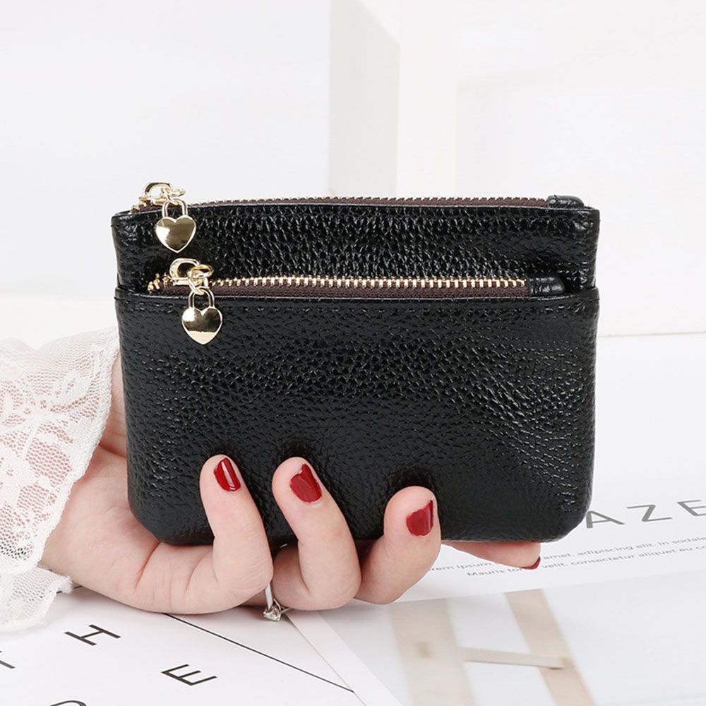 Leather Coin Purse for Women, Mini Change Purse with Zipper Pouch, Key Chain Holder & Card Holder Wallet
