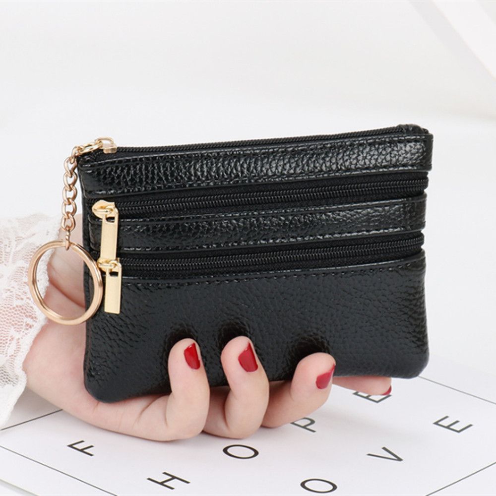 Leather Coin Purse for Women, Mini Change Purse with Zipper Pouch, Key Chain Holder & Card Holder Wallet