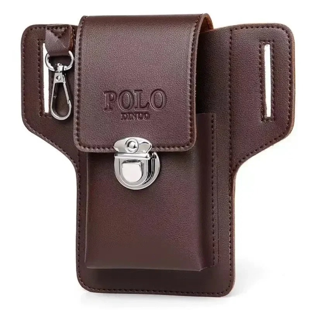 Mens Belt Leather Case Vertical Phone Waistpack Multifunctional Portable Card Bag PU Leather Keyed 3
