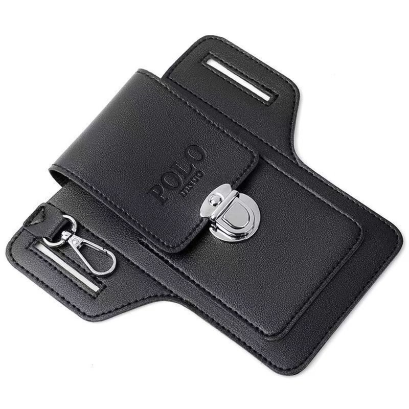 Mens Belt Leather Case Vertical Phone Waistpack Multifunctional Portable Card Bag PU Leather Keyed 6