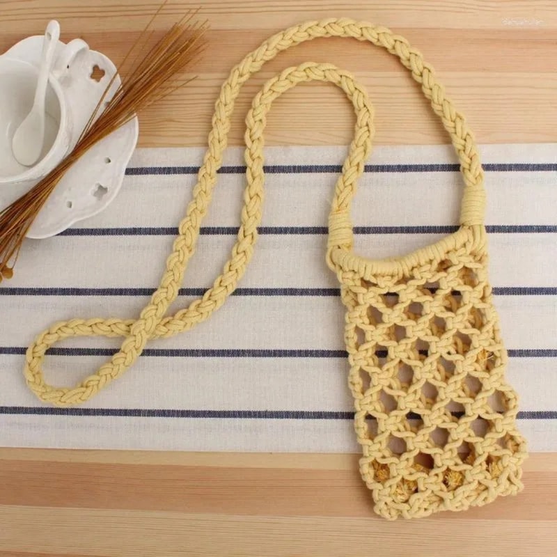 Womens Fashion Solid Color Hollowout Woven Crochet Crossbody Bag Lightweight Shoulder Handbag 7