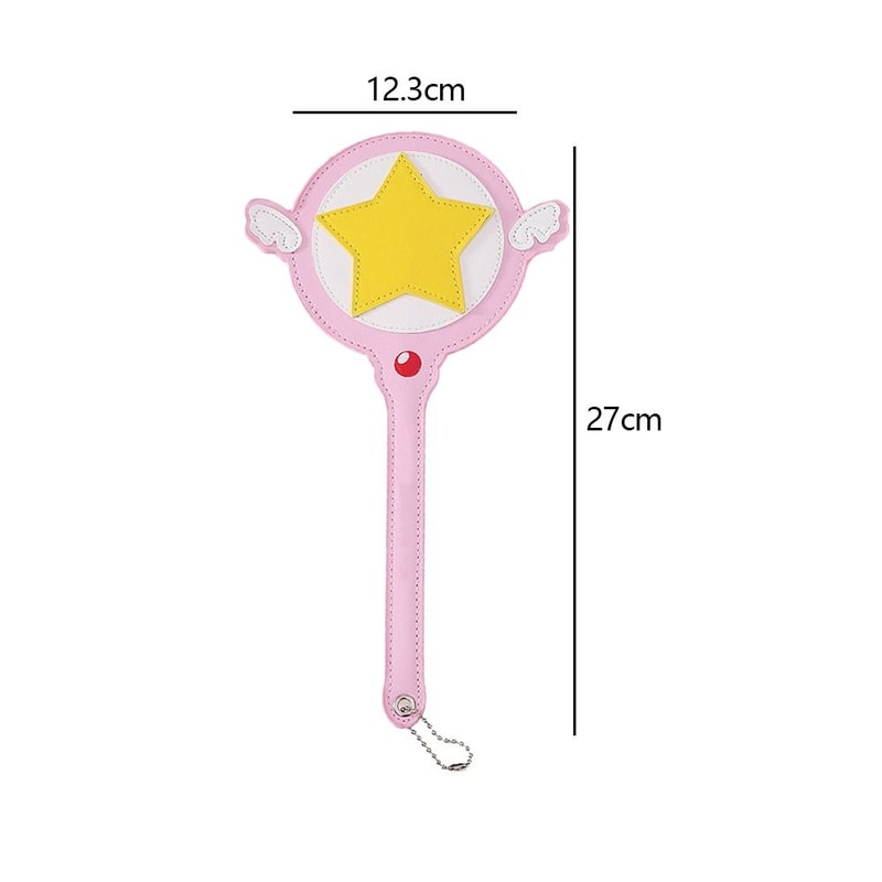 Cute Anime Star Magic Wand Card Bag with Wings, Cosplay Card Cover Holder, Subway Card Holder, Gift for Girls