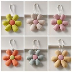 cloth floral shape keyrings, stuffed flower bag pendant, candy color accessories for handbags