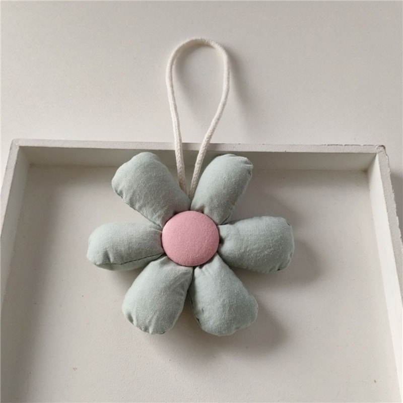 Cloth Floral Shape Keyrings, Stuffed Flower Bag Pendant, Candy Color Accessories for Handbags