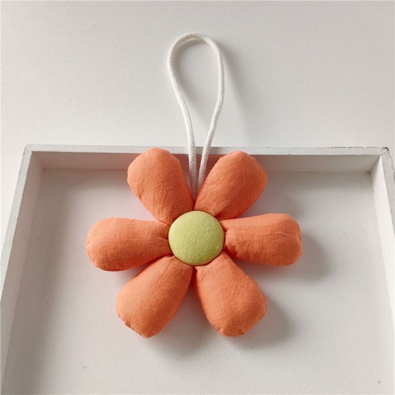 Cloth Floral Shape Keyrings, Stuffed Flower Bag Pendant, Candy Color Accessories for Handbags