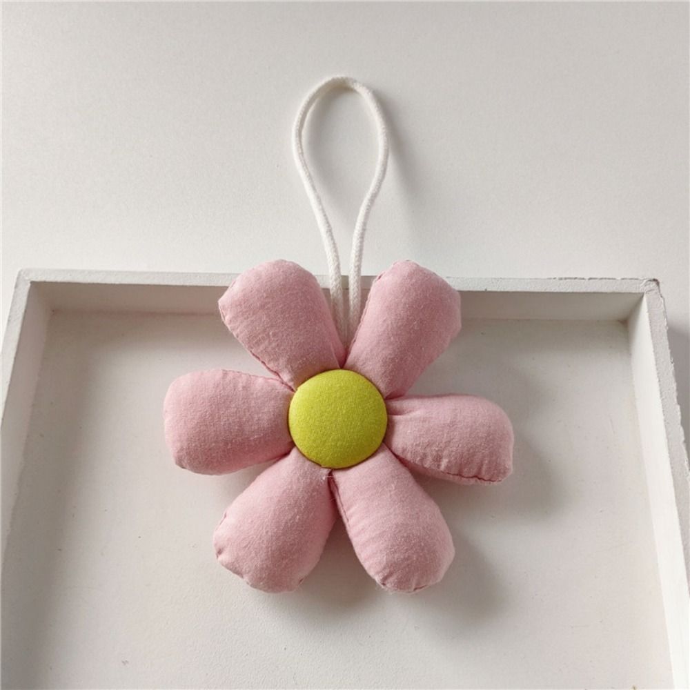 Cloth Floral Shape Keyrings, Stuffed Flower Bag Pendant, Candy Color Accessories for Handbags