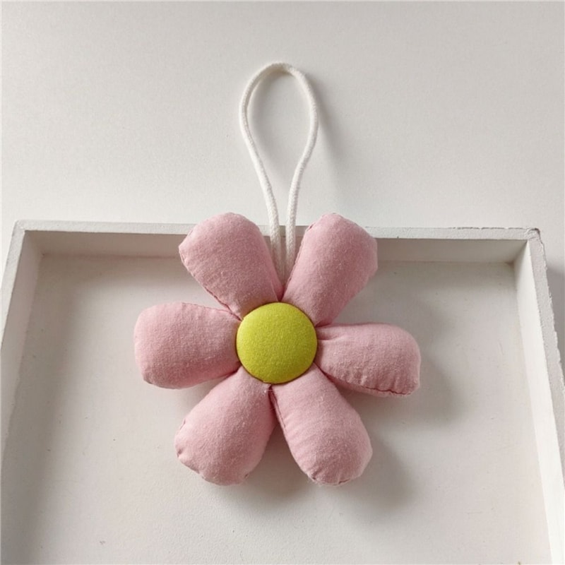 Cloth Floral Shape Keyrings, Stuffed Flower Bag Pendant, Candy Color Accessories for Handbags