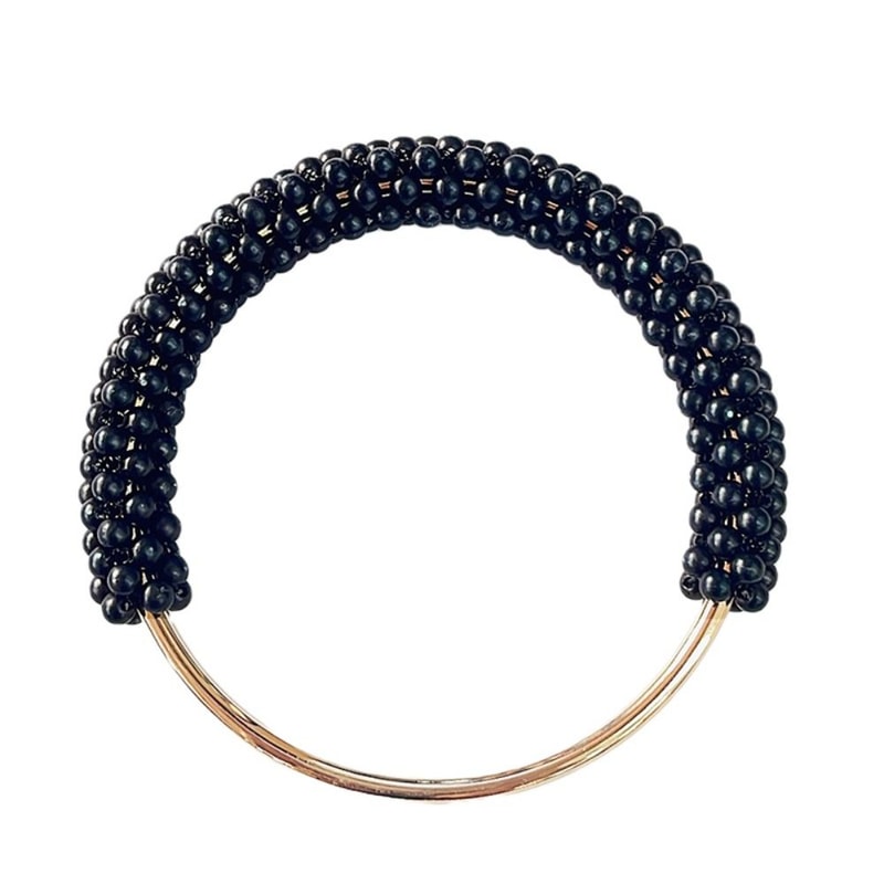 Exquisite Pearl Round Bag Handle Metal Ring Braided Colorful Beads For Women Handbag Purse Frame 3