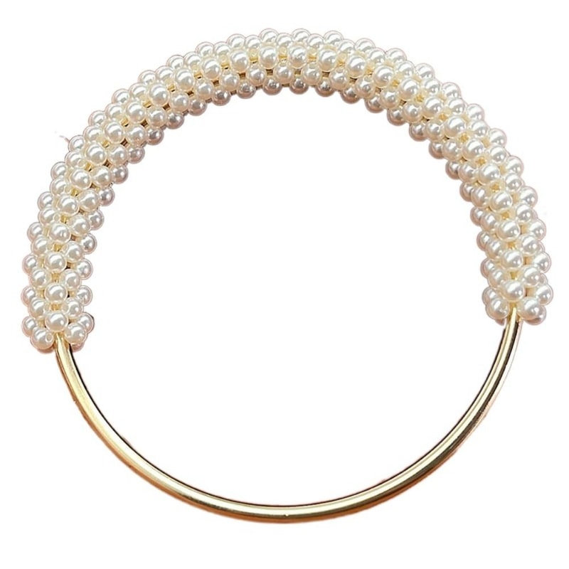 Exquisite Pearl Round Bag Handle Metal Ring Braided Colorful Beads For Women Handbag Purse Frame 6