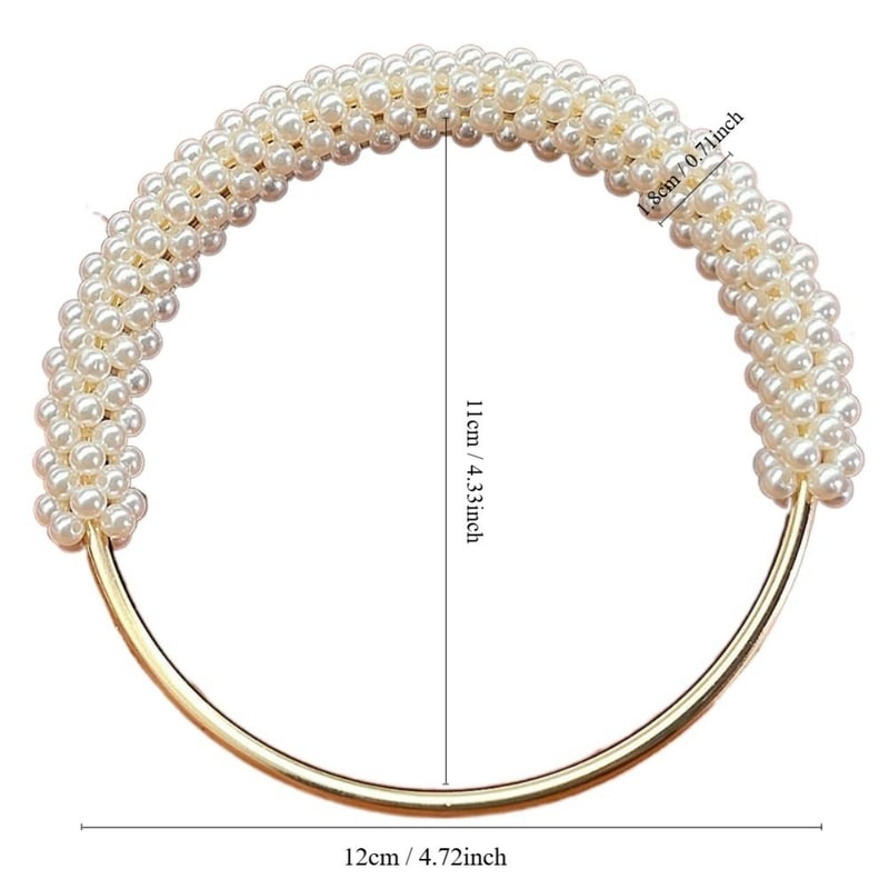 Exquisite Pearl Round Bag Handle Metal Ring Braided Colorful Beads For Women Handbag Purse Frame 4