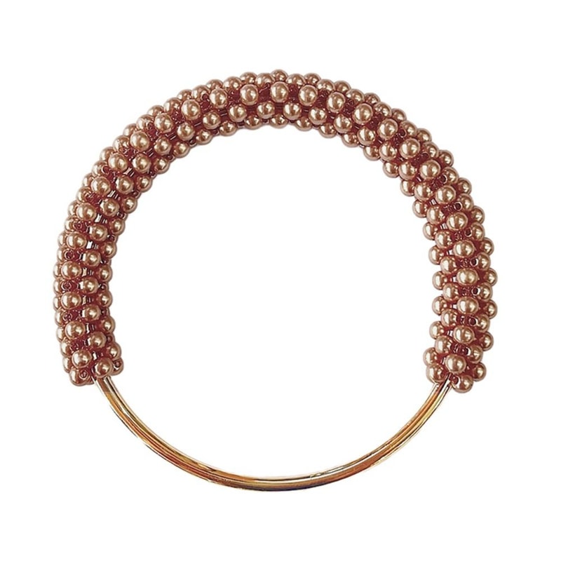 Exquisite Pearl Round Bag Handle Metal Ring Braided Colorful Beads For Women Handbag Purse Frame 11