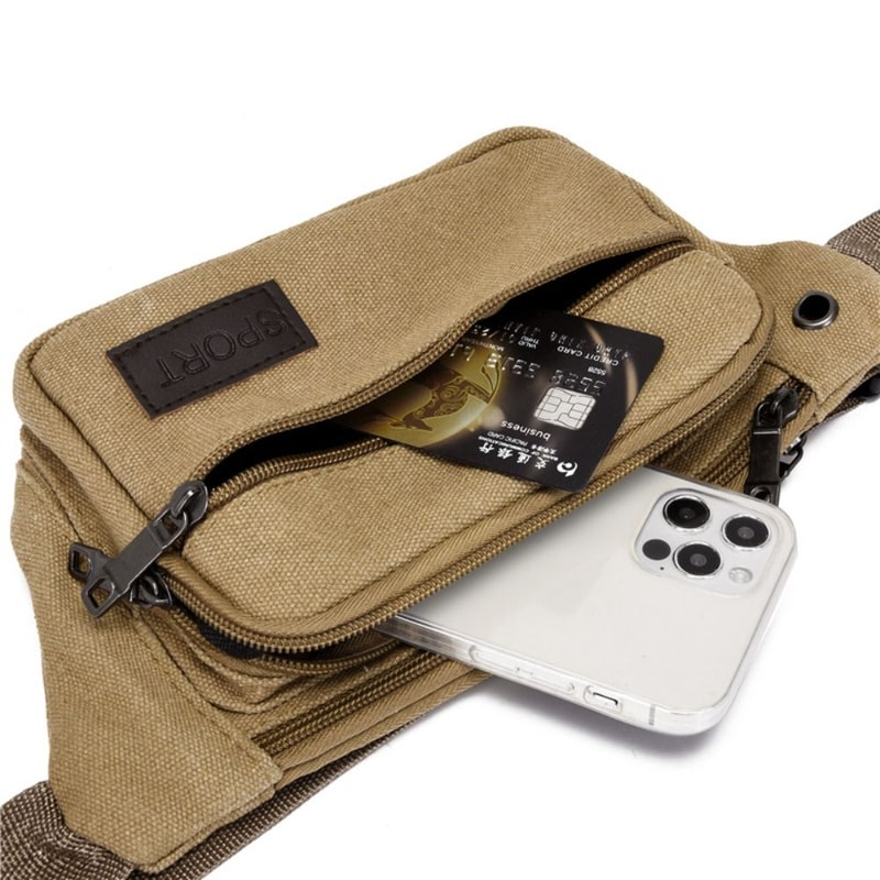 Men's Canvas Crossbody Bags with Multi-Pockets Storage, Chest Shoulder Bag, Large Capacity Waist Pack