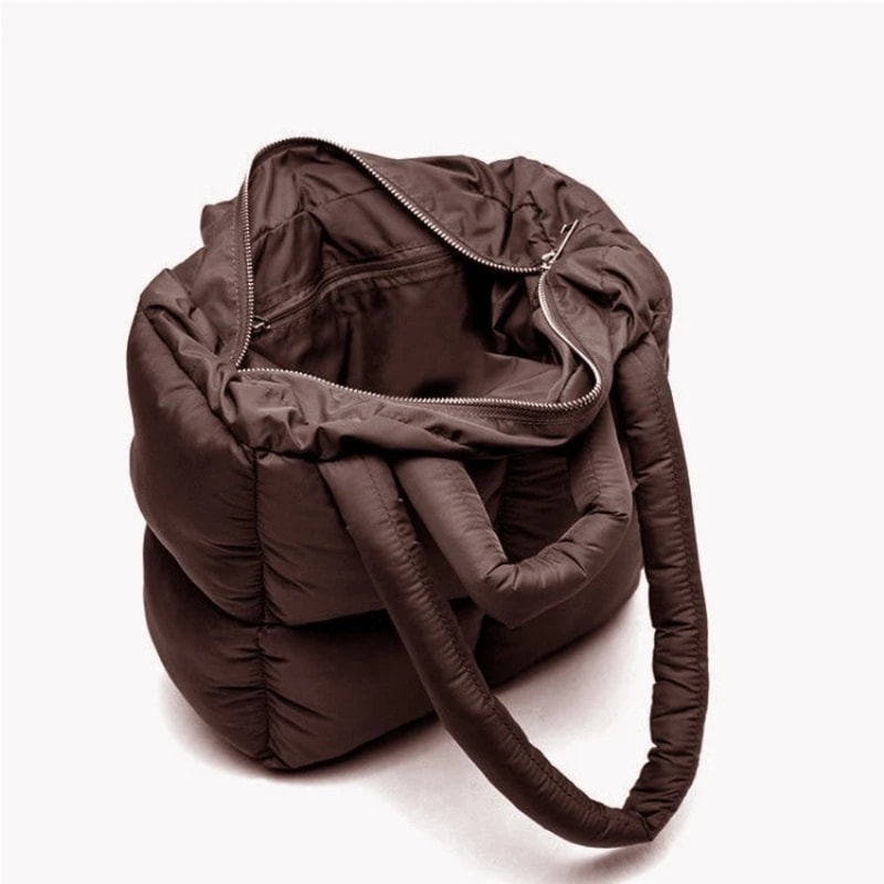Puffy Shoulder Bag Quilted Nylon Handbag Soft Cotton Shopping Tote 4