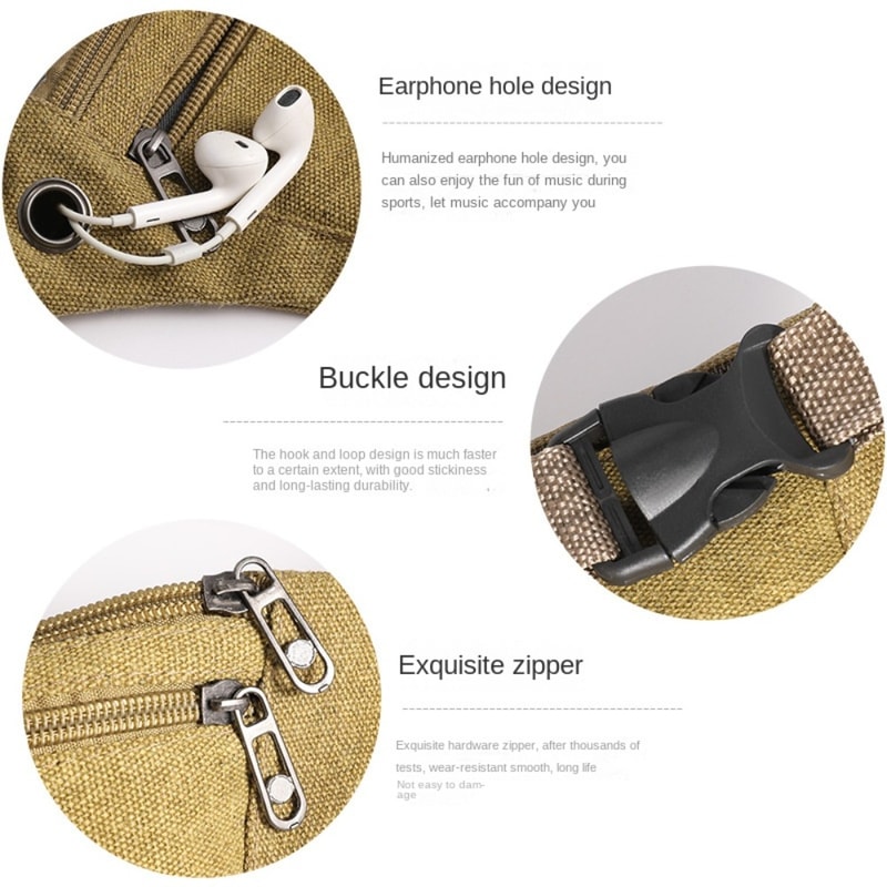 Fanny Pack Running Bag Waist Belt for Women Men, Canvas Travel Hiking Pouch for Phone, Coins Essentials