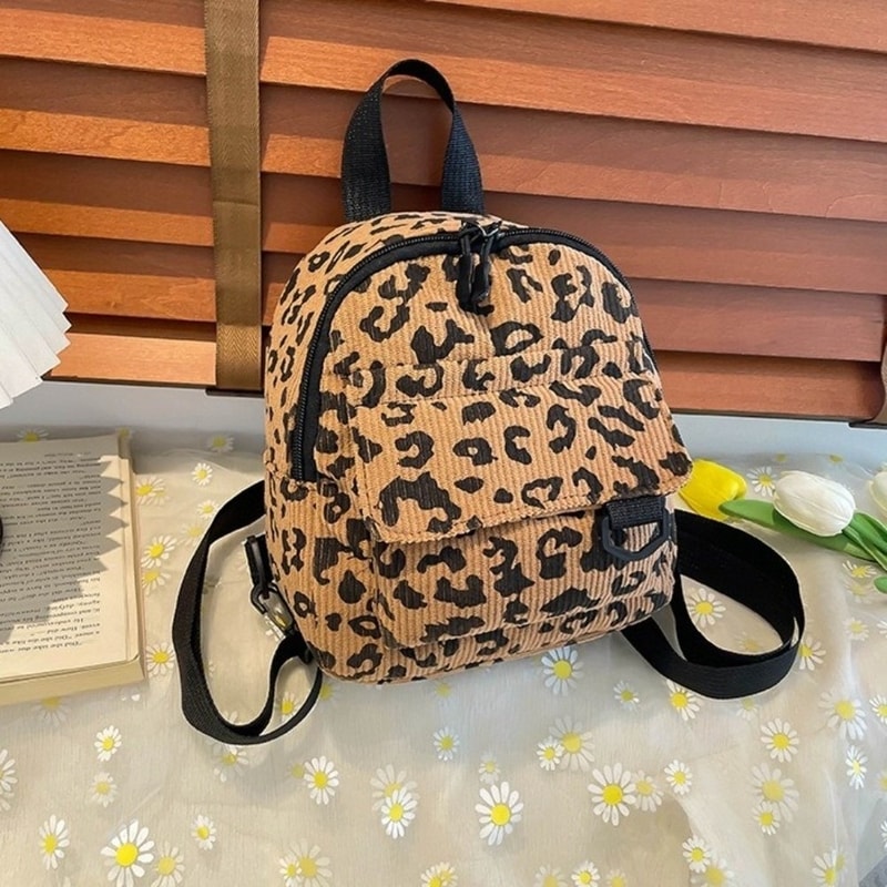 Fashion Vintage Leopard Print Mini Rucksack Bag Large Capacity Travel Backpack Womens Shoulder Bag 8