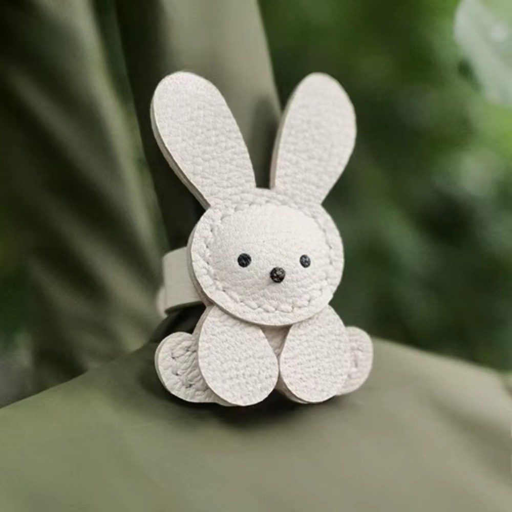 Adjustable Cute Cartoon Bunny Bag Pendant, PU Leather DIY Bag Charm, Solid Color Decoration