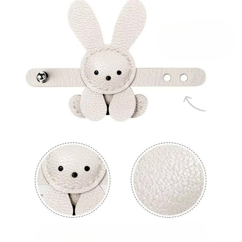 Adjustable Cute Cartoon Bunny Bag Pendant, PU Leather DIY Bag Charm, Solid Color Decoration