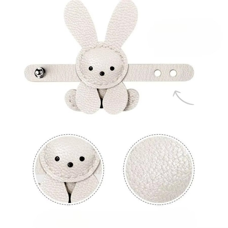 Adjustable Cute Cartoon Bunny Bag Pendant, PU Leather DIY Bag Charm, Solid Color Decoration