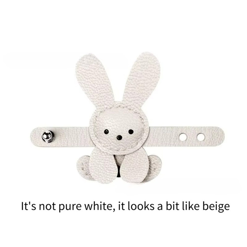 Adjustable Cute Cartoon Bunny Bag Pendant, PU Leather DIY Bag Charm, Solid Color Decoration