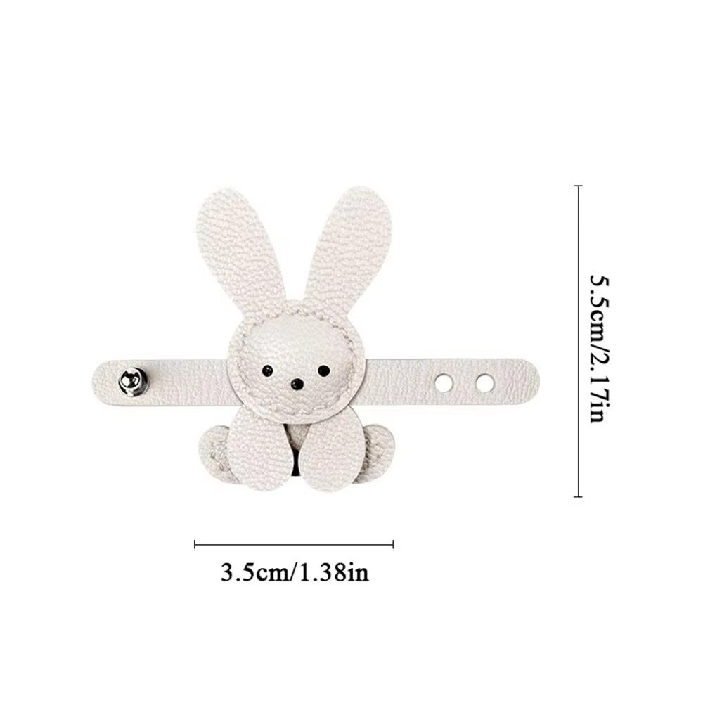 Adjustable Cute Cartoon Bunny Bag Pendant, PU Leather DIY Bag Charm, Solid Color Decoration
