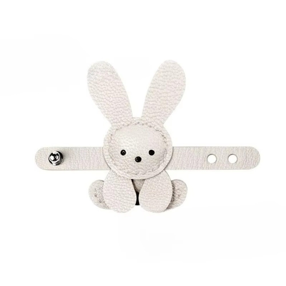 Adjustable Cute Cartoon Bunny Bag Pendant, PU Leather DIY Bag Charm, Solid Color Decoration