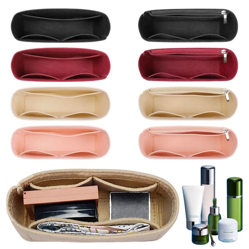 Portable MultiPocket Bag Organizer For Longchamp Mini Bag Felt Handbag Liner Insert For Easy Storag 0