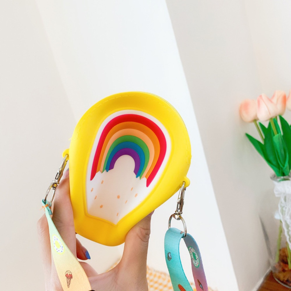 Children Silicone Crossbody Bag Rainbow Donut Small Handbag Baby Girl Adjustable Strap 2