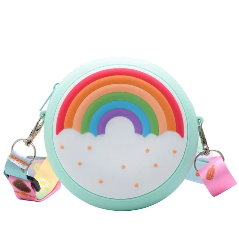 Children Silicone Crossbody Bag Rainbow Donut Small Handbag Baby Girl Adjustable Strap 7