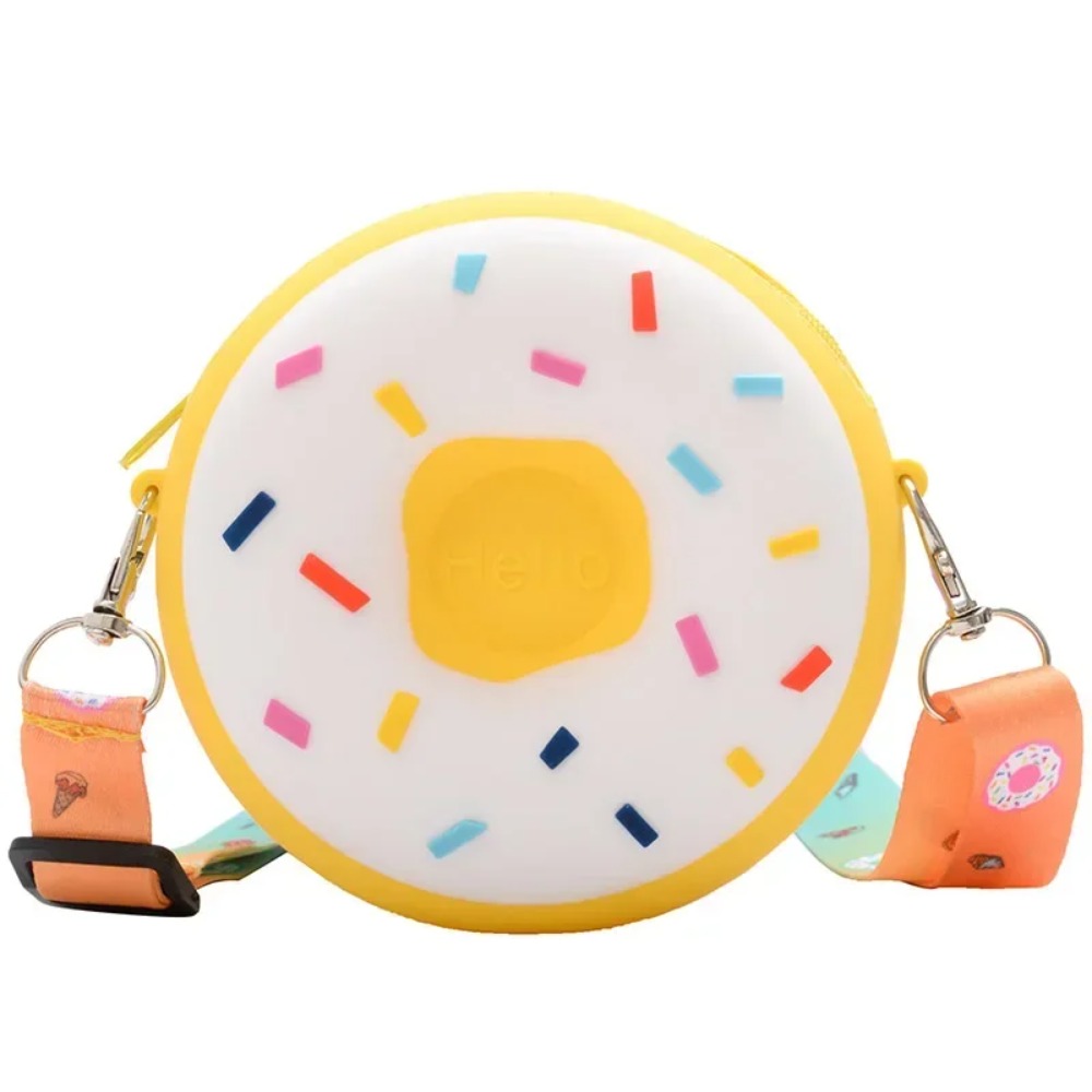 Children Silicone Crossbody Bag Rainbow Donut Small Handbag Baby Girl Adjustable Strap